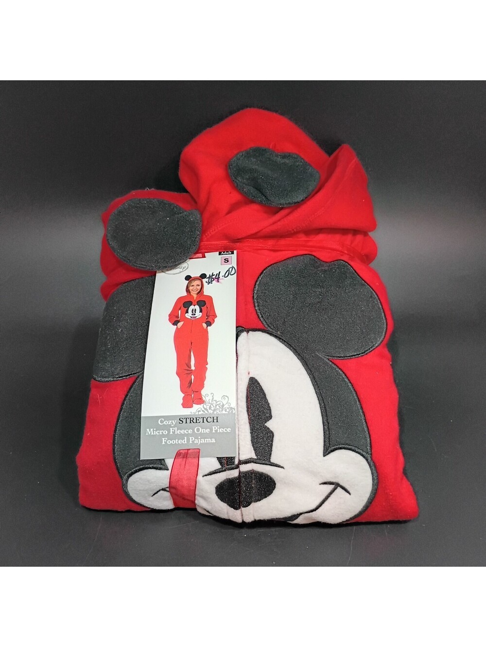 NEW Disney's Mickey Mouse Hooded Footed Pajamas One Piece Women's Size Small